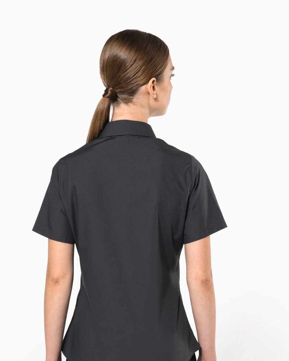 KARIBAN Damen Popelinebluse Kurzarm Hemden personalisierbar