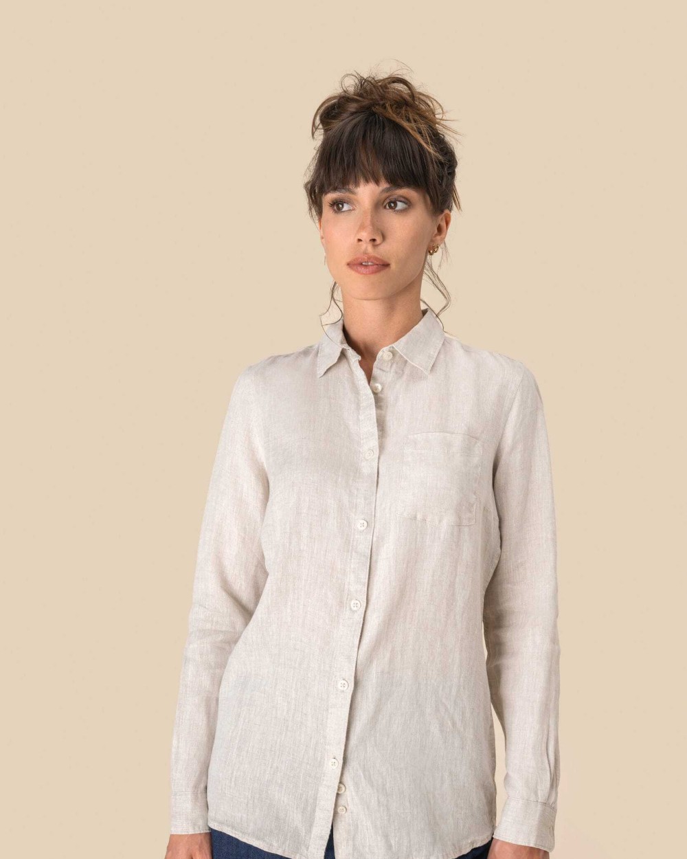 Hemden SPASSO Linnen damesblouse voor bedrukking &amp; borduring