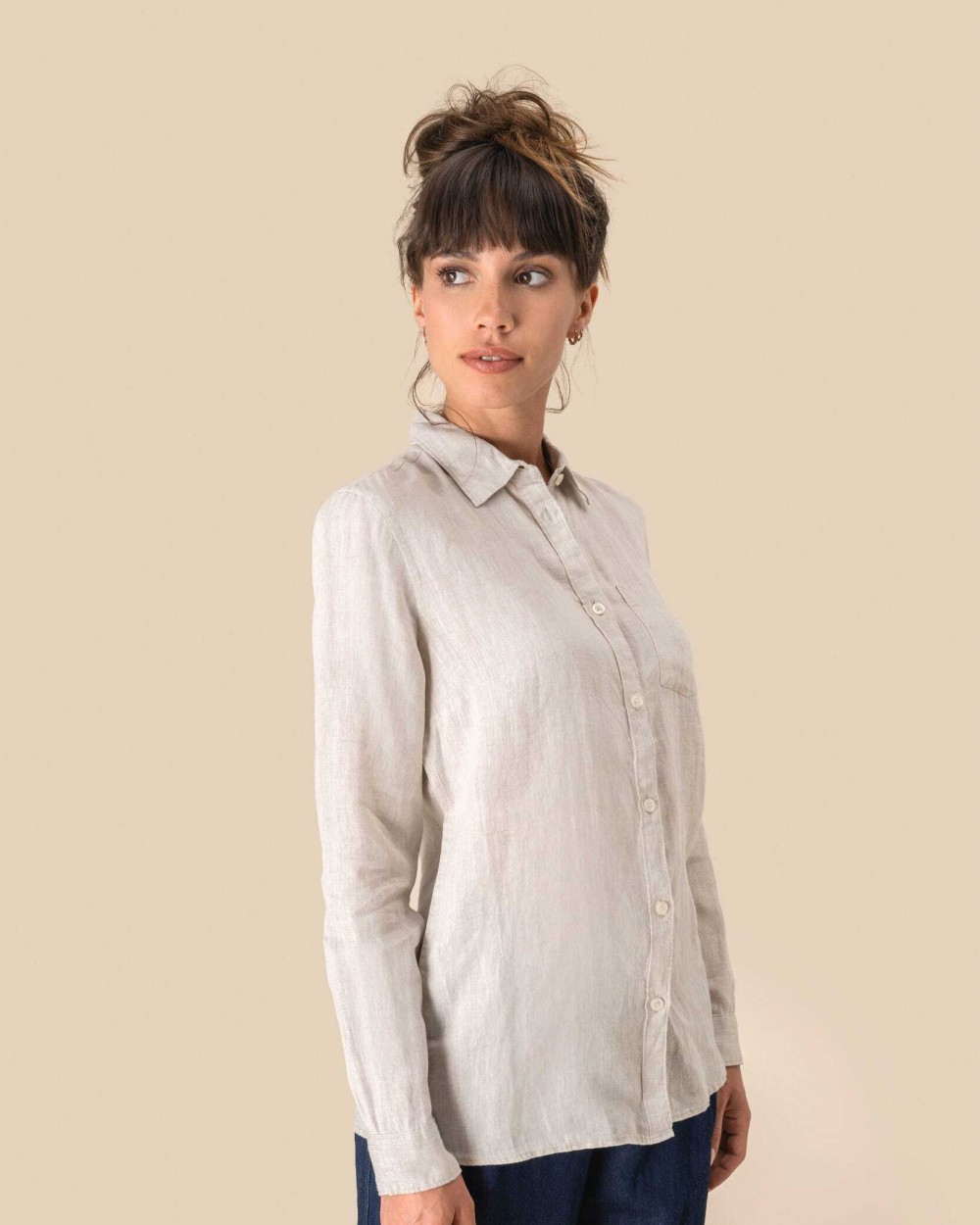 Hemden SPASSO Linnen damesblouse voor bedrukking &amp; borduring