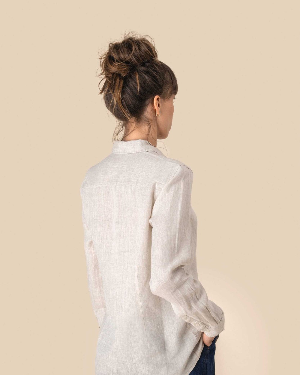 Hemden SPASSO Linnen damesblouse voor bedrukking &amp; borduring