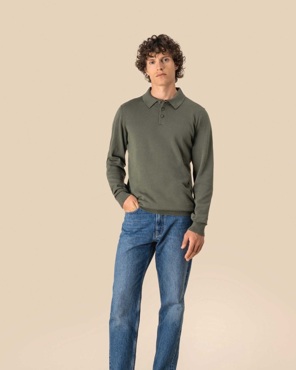 SPASSO Umweltfreundliches Polohemd mit langen Ärmeln für Herren Poloshirts personalisierbar