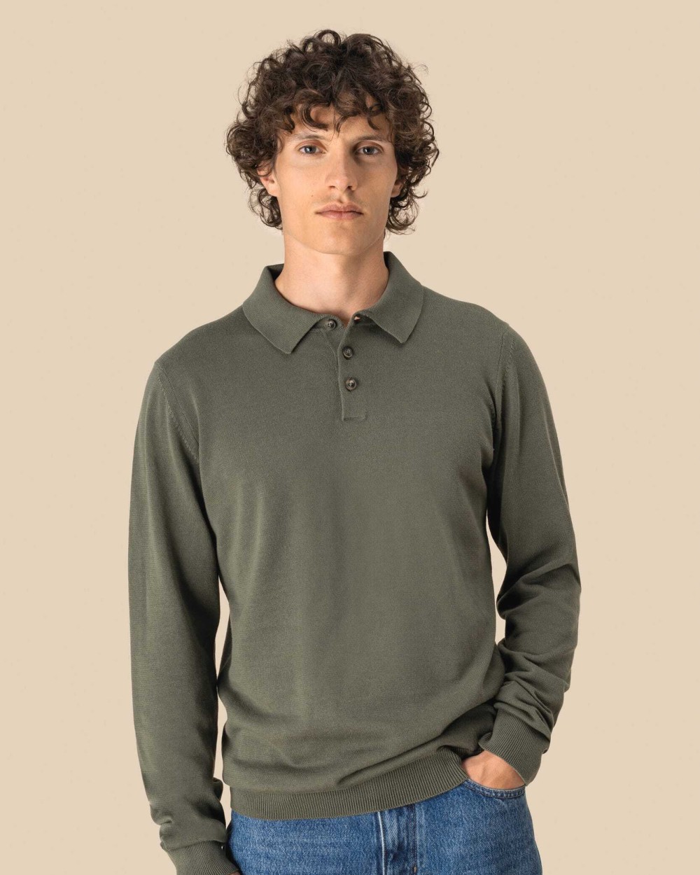 SPASSO Umweltfreundliches Polohemd mit langen Ärmeln für Herren Poloshirts personalisierbar