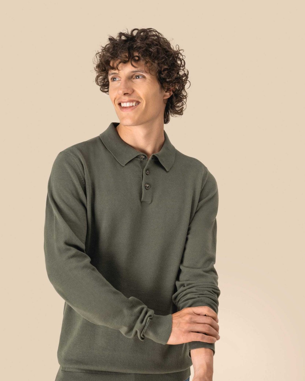SPASSO Umweltfreundliches Polohemd mit langen Ärmeln für Herren Poloshirts personalisierbar