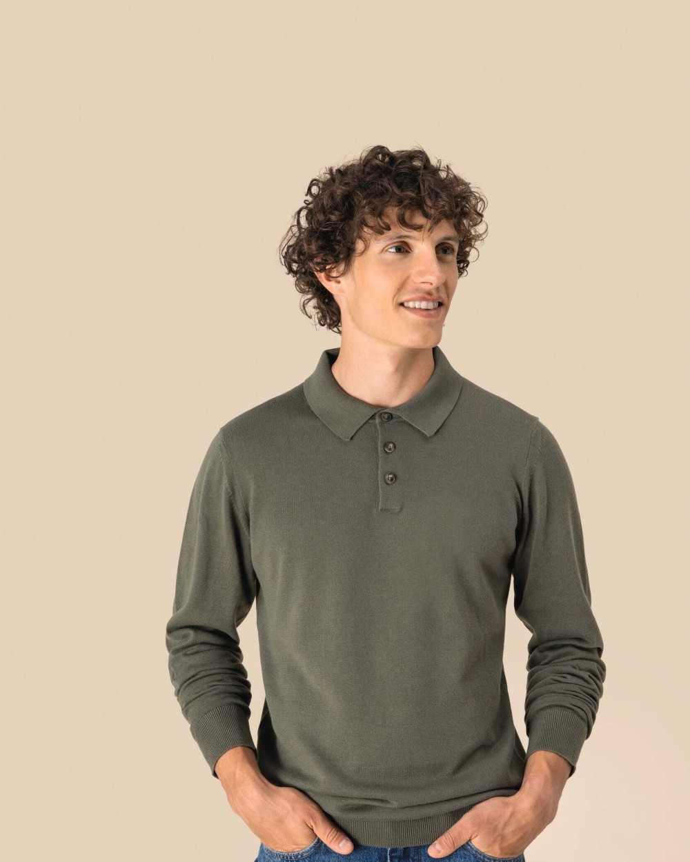 SPASSO Umweltfreundliches Polohemd mit langen Ärmeln für Herren Poloshirts personalisierbar