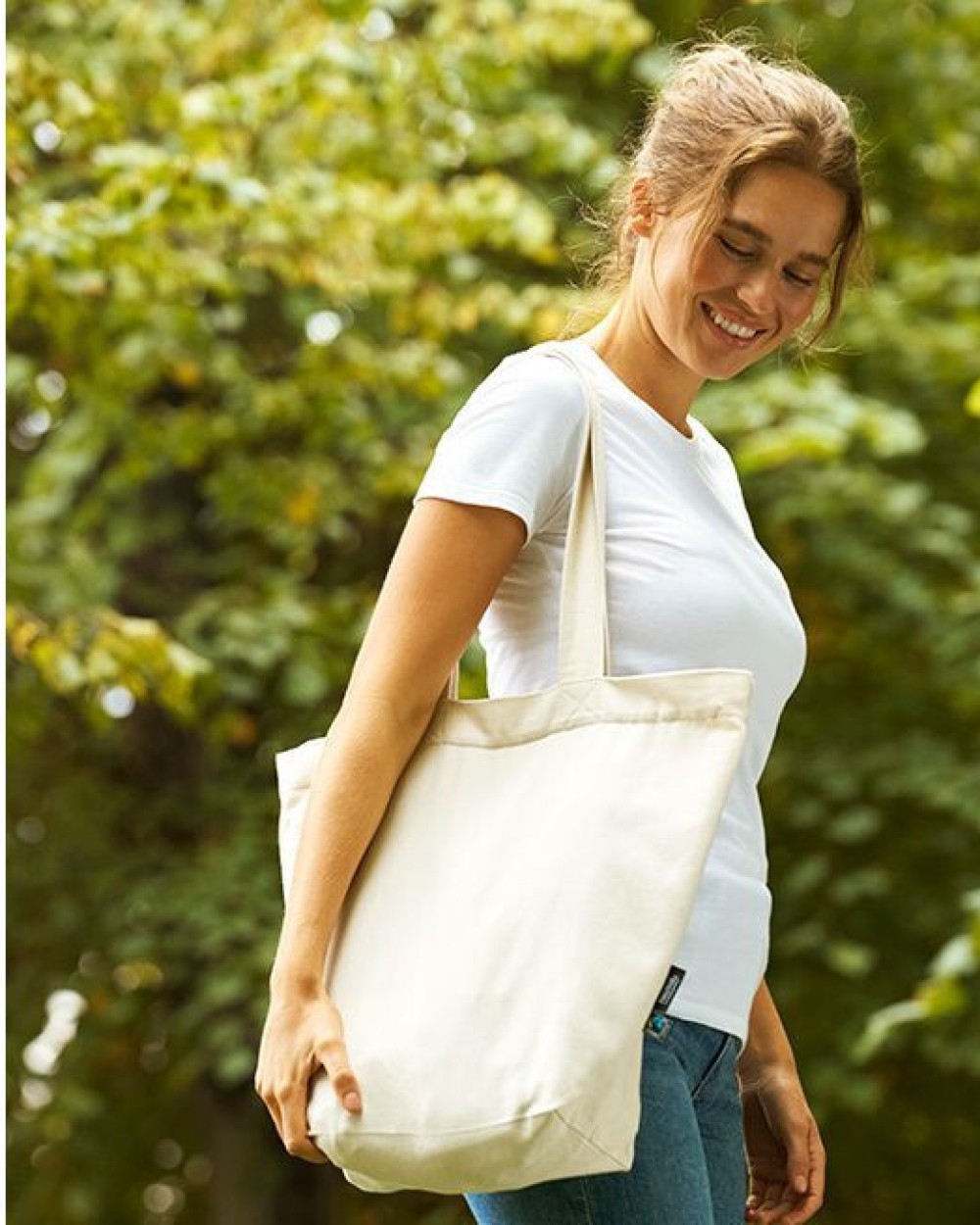 Tassen & Zakken NEUTRAL SHOPPING BAG WITH ZIPPER voor bedrukking &amp; borduring