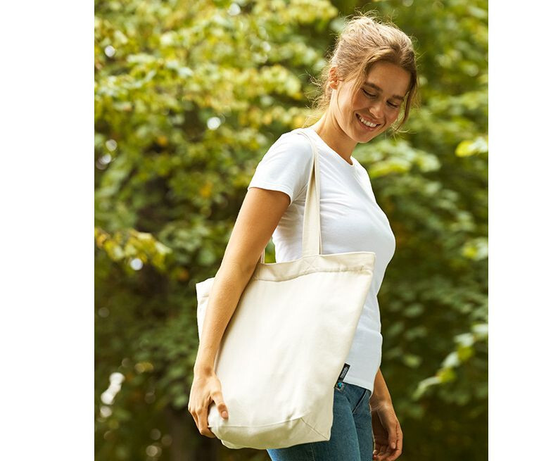 NEUTRAL SHOPPING BAG WITH ZIPPER Taschen personalisierbar