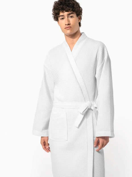 Produits éponges à personnaliser KARIBAN Peignoir kimono nid d'abeille 