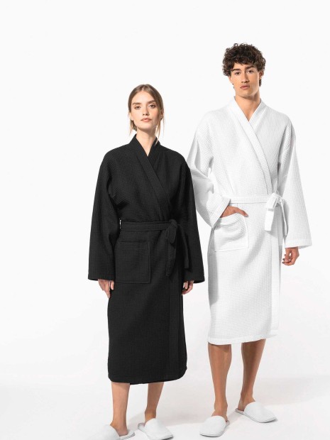 Produits éponges à personnaliser KARIBAN Peignoir kimono nid d'abeille 