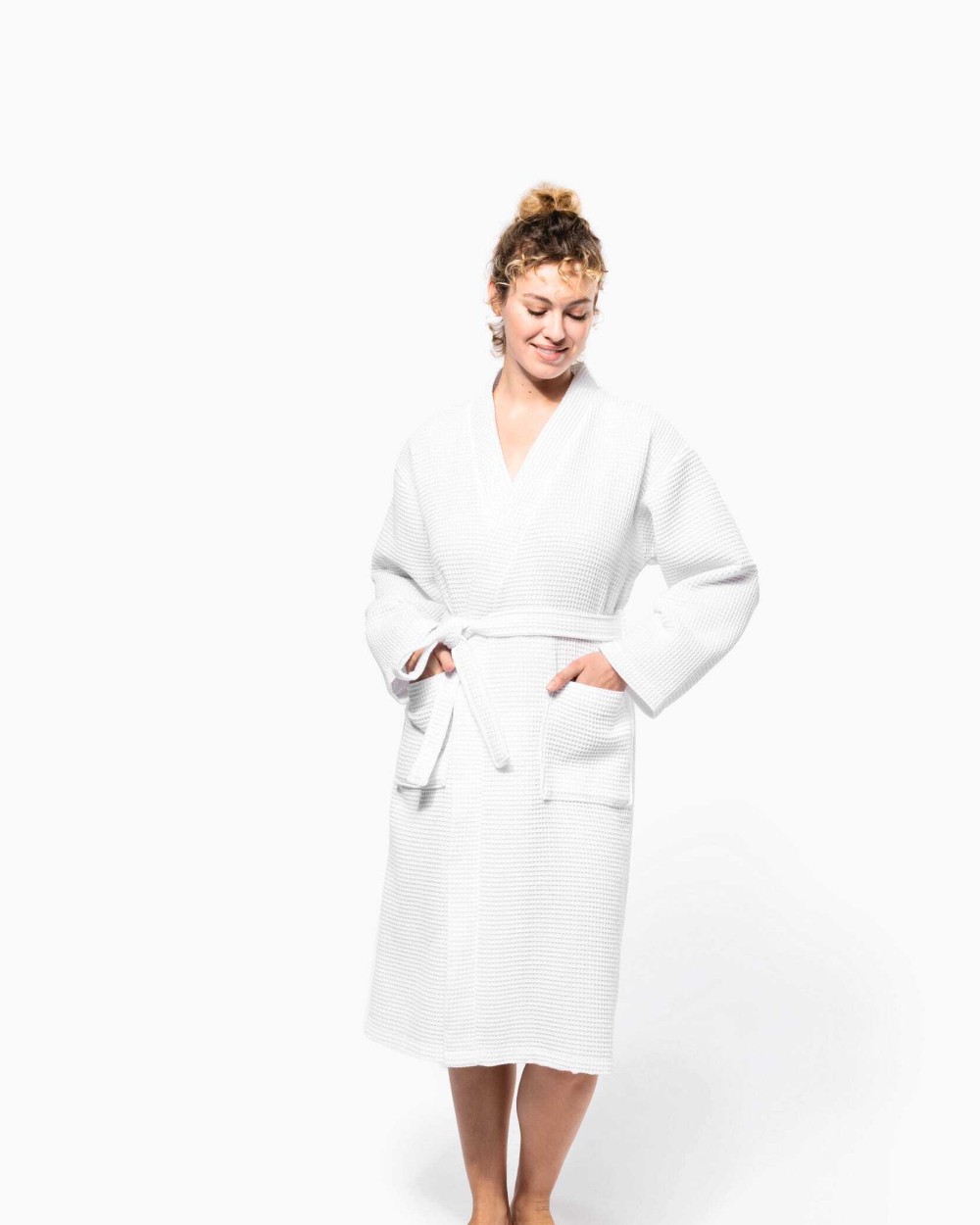 Bad artikelen KARIBAN Kimono Badjas Honinggraatstructuur voor bedrukking &amp; borduring