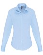 PREMIER Ladies Stretch Fit Cotton Poplin Long Sleeve Shirt Hemden personalisierbar