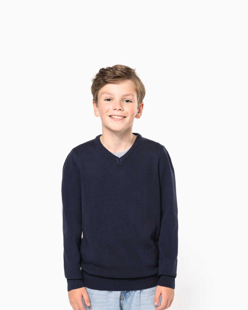 KARIBAN Kinder-Pullover mit V-Ausschnitt Pullovers personalisierbar