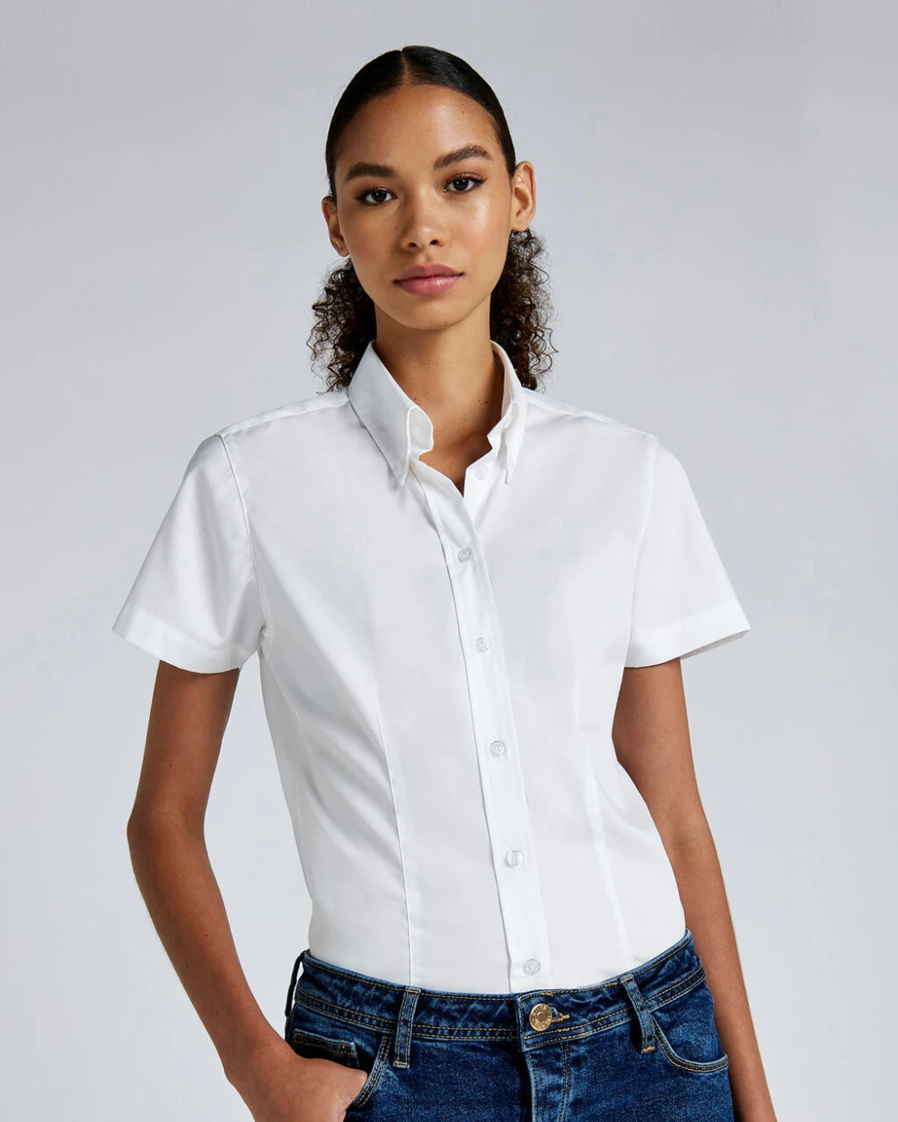 KUSTOM KIT Women's Tailored Fit Premium Oxford Shirt SSL Hemden personalisierbar