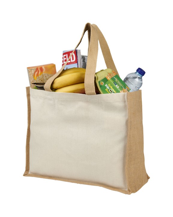 4DO Varai 320 g/m Canvas und Jute Einkaufstasche 23L Tote Bags personalisierbar