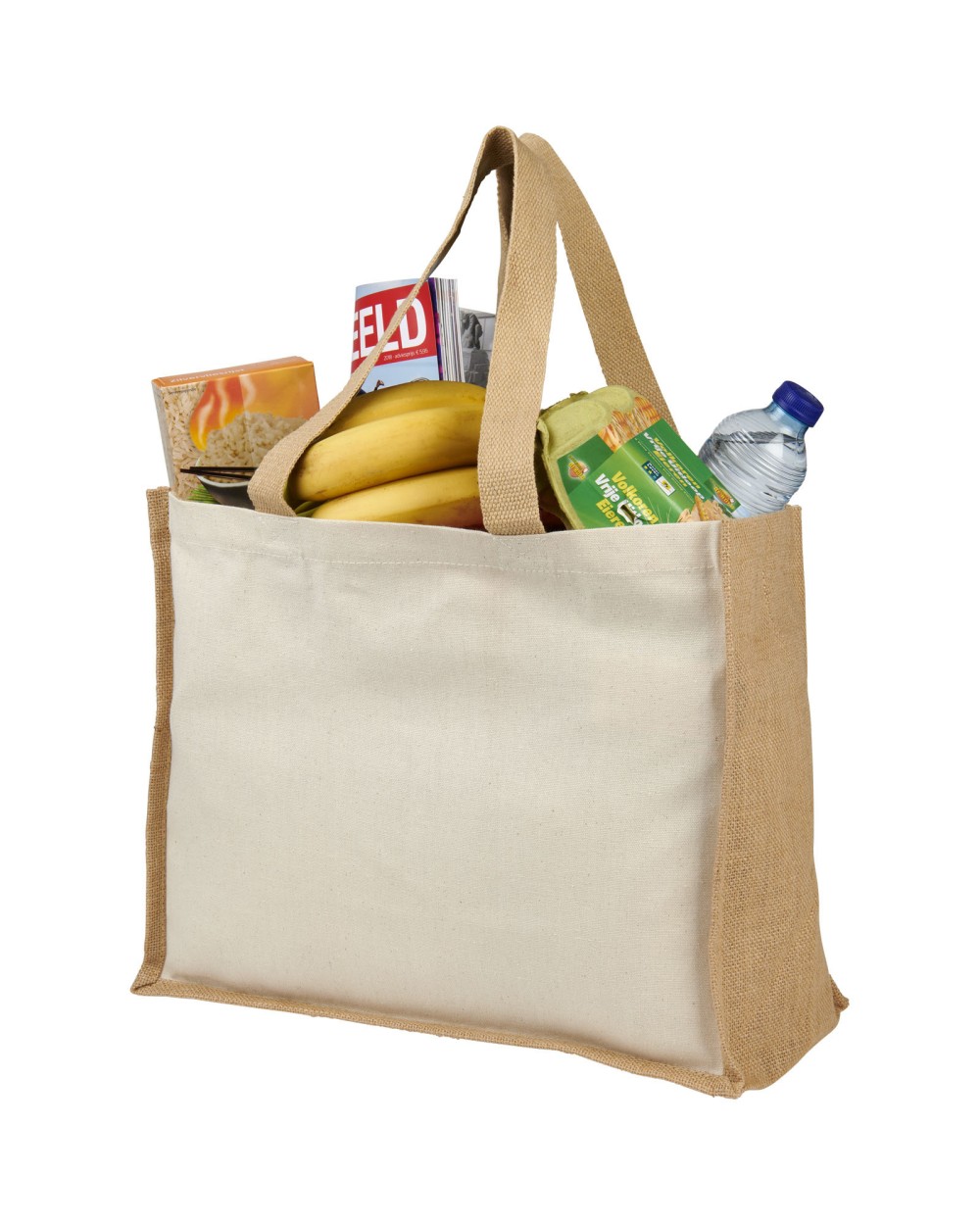 Tote bags 4DO Varai 320 g/m² canvas en jute boodschappentas 23L voor bedrukking &amp; borduring