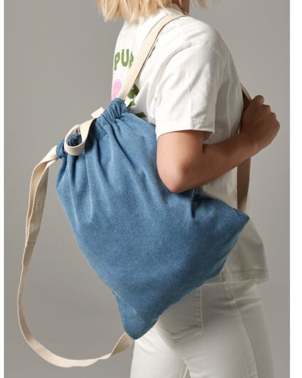 Tassen & Zakken BAG BASE DENIM GYMSAC voor bedrukking &amp; borduring