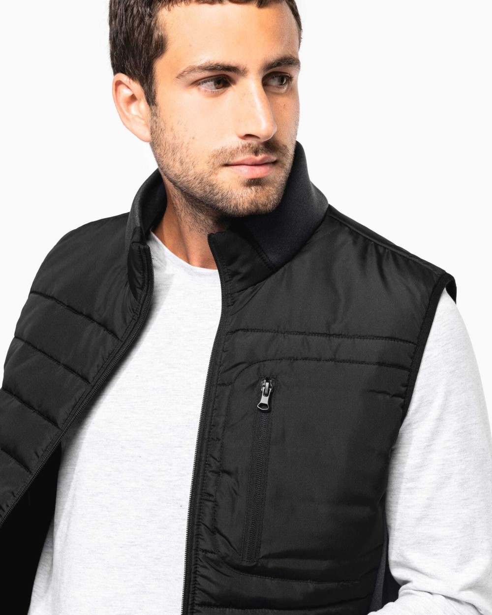 KARIBAN Bodywarmer aus zwei Materialien für Herren Jacken personalisierbar