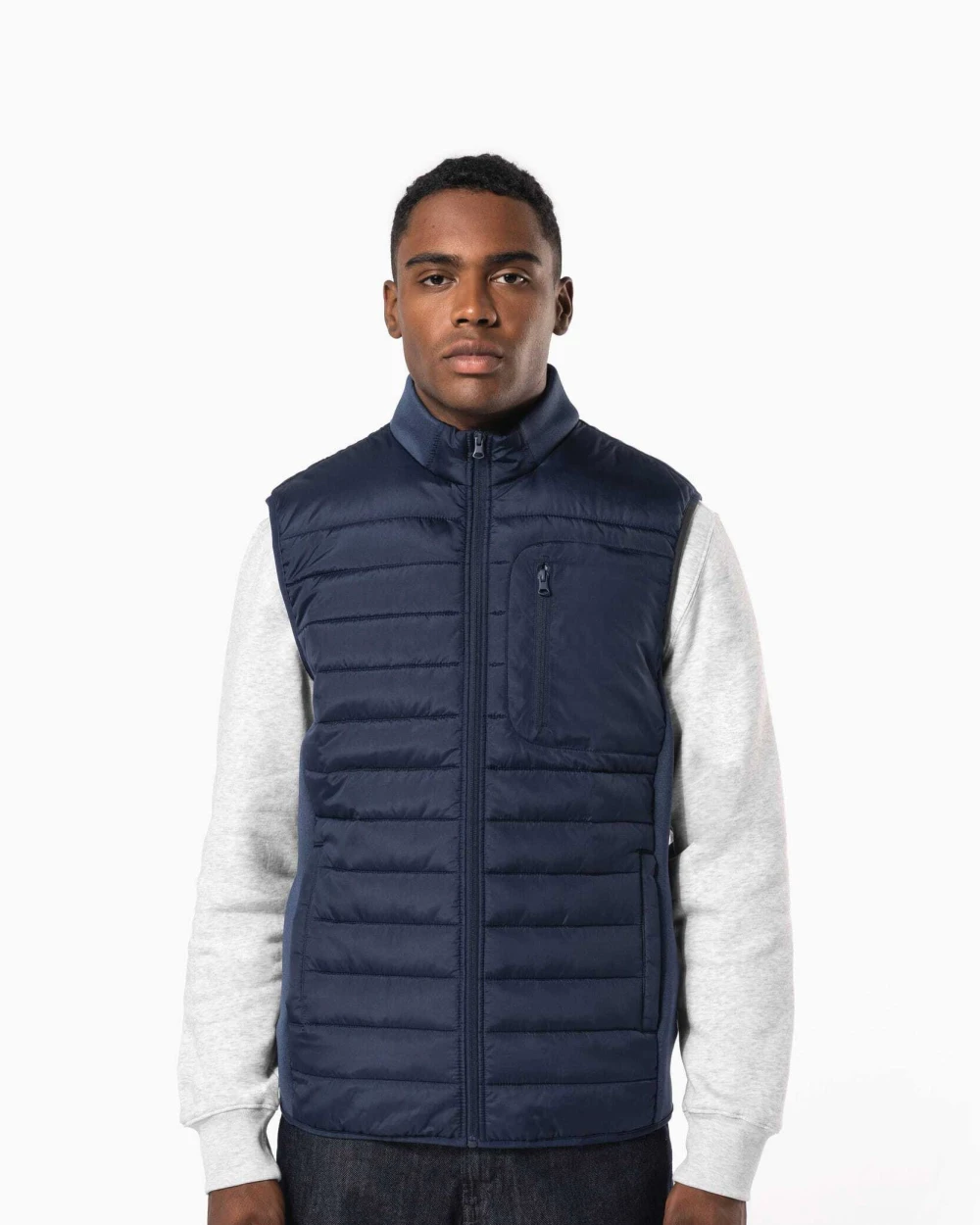 KARIBAN Bodywarmer aus zwei Materialien für Herren Jacken personalisierbar