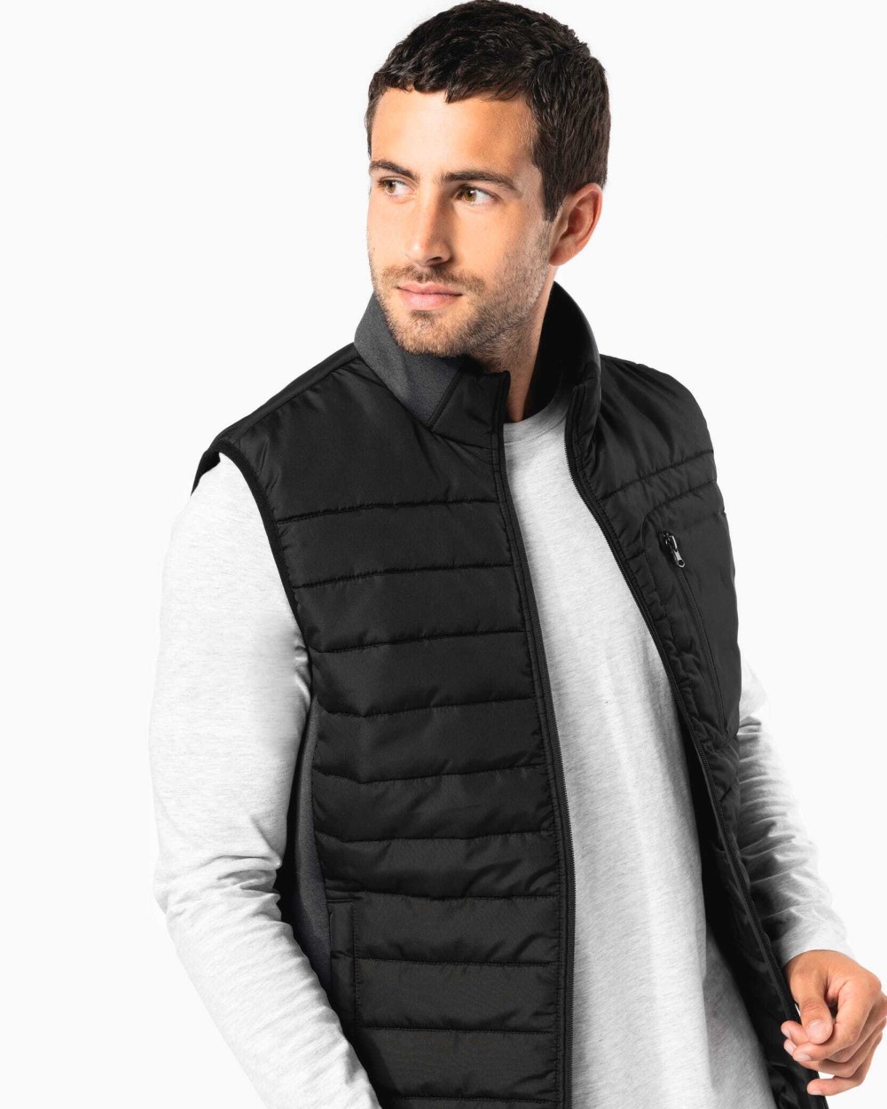 KARIBAN Bodywarmer aus zwei Materialien für Herren Jacken personalisierbar