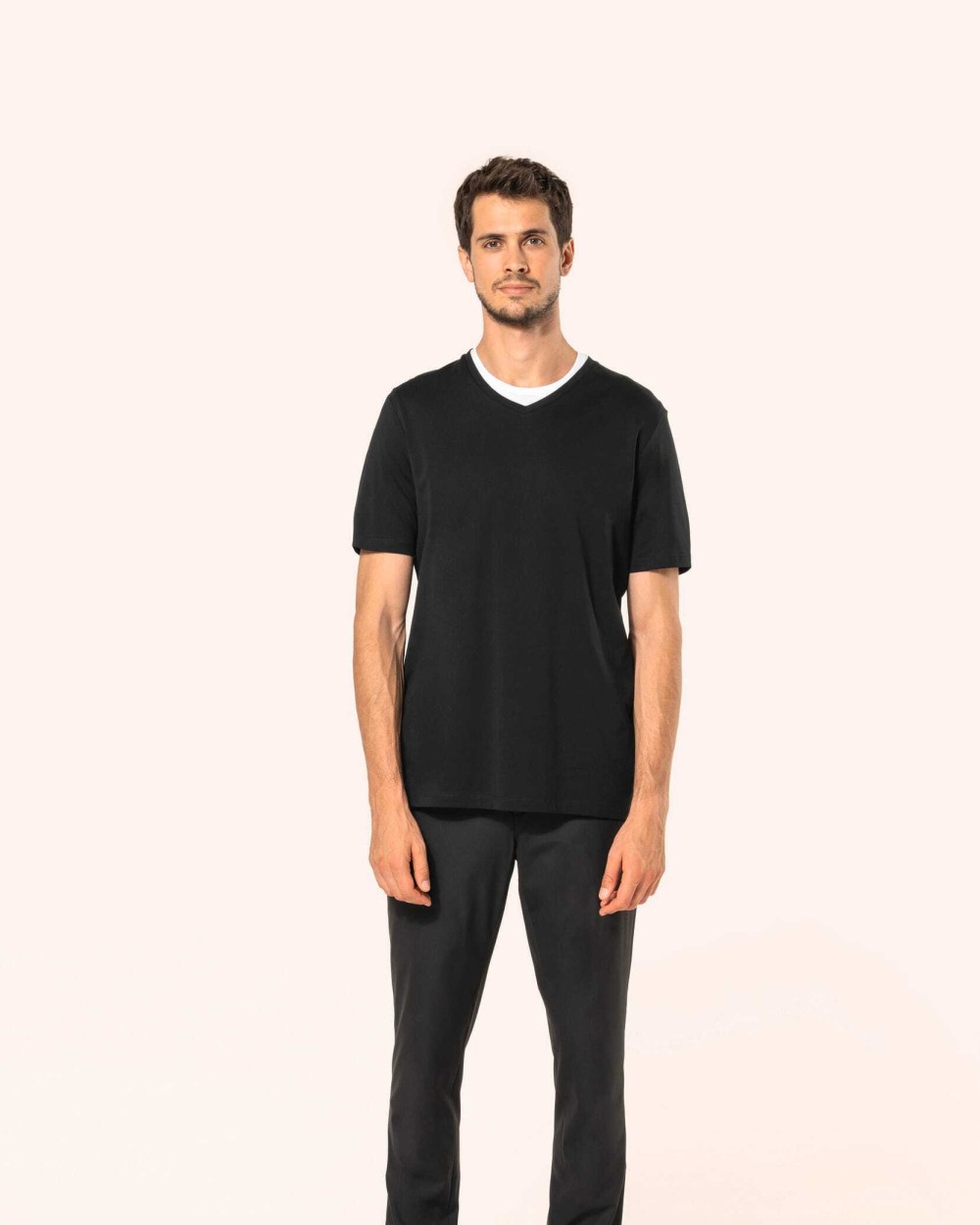 T-shirts KARIBAN Supima® heren-t-shirt V-hals korte mouwen voor bedrukking &amp; borduring