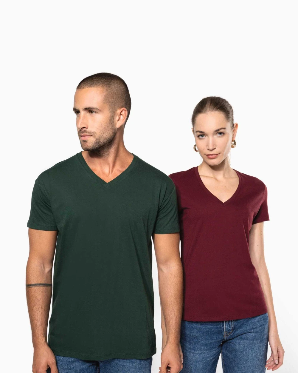 T-shirts KARIBAN Heren-T-shirt BIO150 V-hals voor bedrukking &amp; borduring
