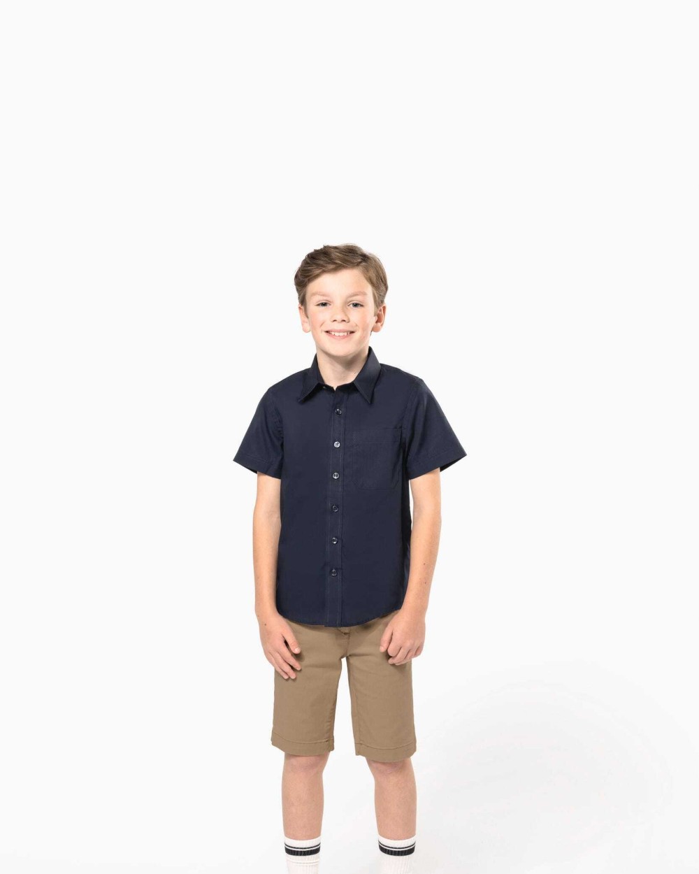 Hemden KARIBAN Kinder poplin overhemd korte mouwen voor bedrukking &amp; borduring