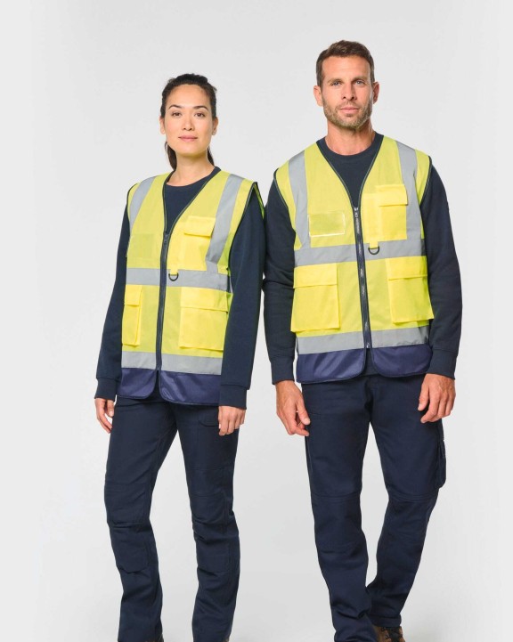 WK. DESIGNED TO WORK Recycelte HI-VIS SICHERHEITSWESTE mit Reißverschluss Warnwesten personalisierbar