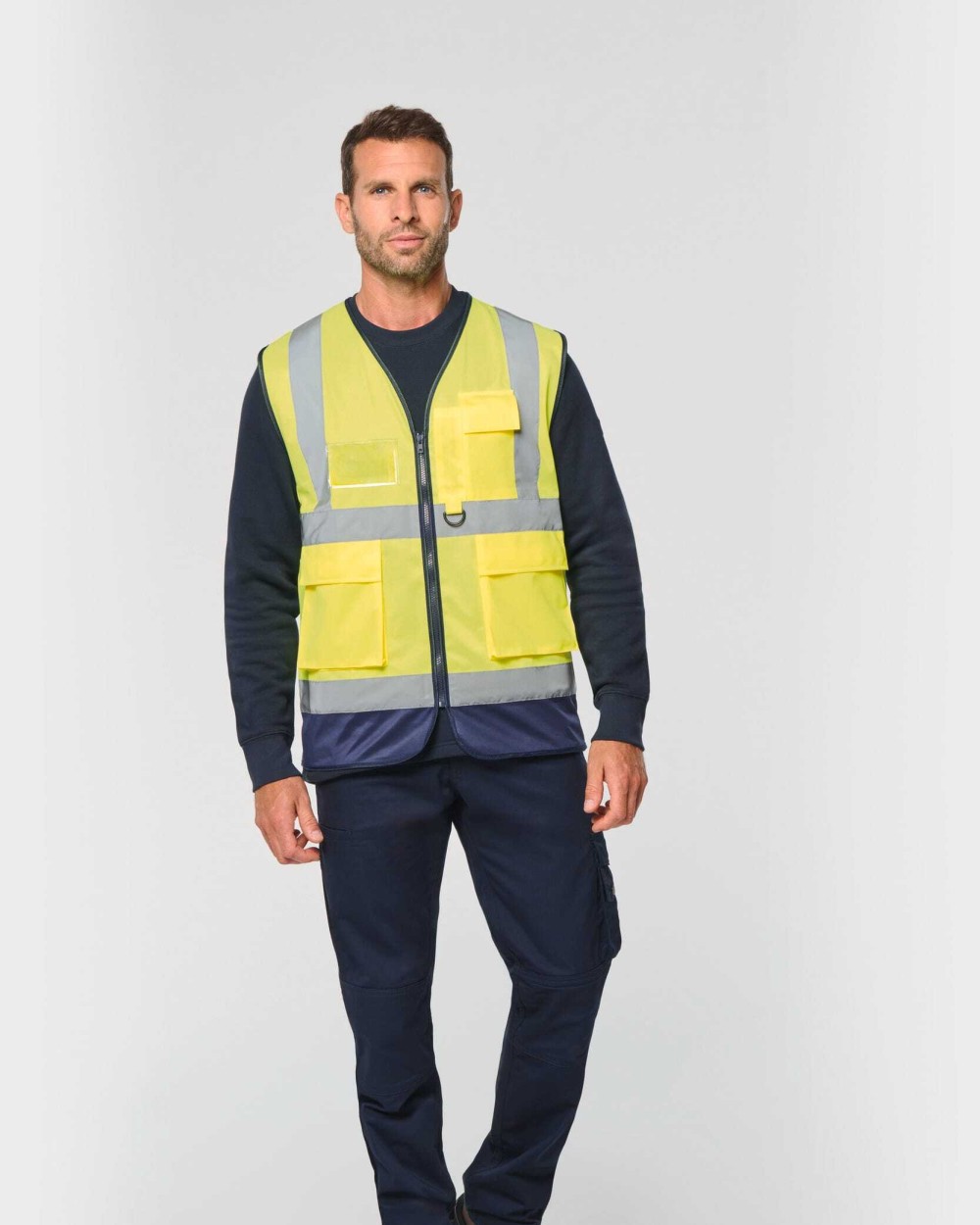 WK. DESIGNED TO WORK Recycelte HI-VIS SICHERHEITSWESTE mit Reißverschluss Warnwesten personalisierbar