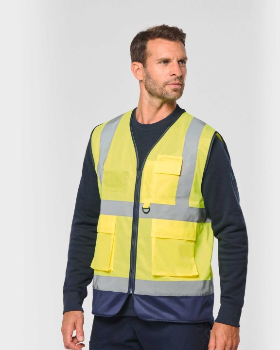 WK. DESIGNED TO WORK Recycelte HI-VIS SICHERHEITSWESTE mit Reißverschluss Warnwesten personalisierbar
