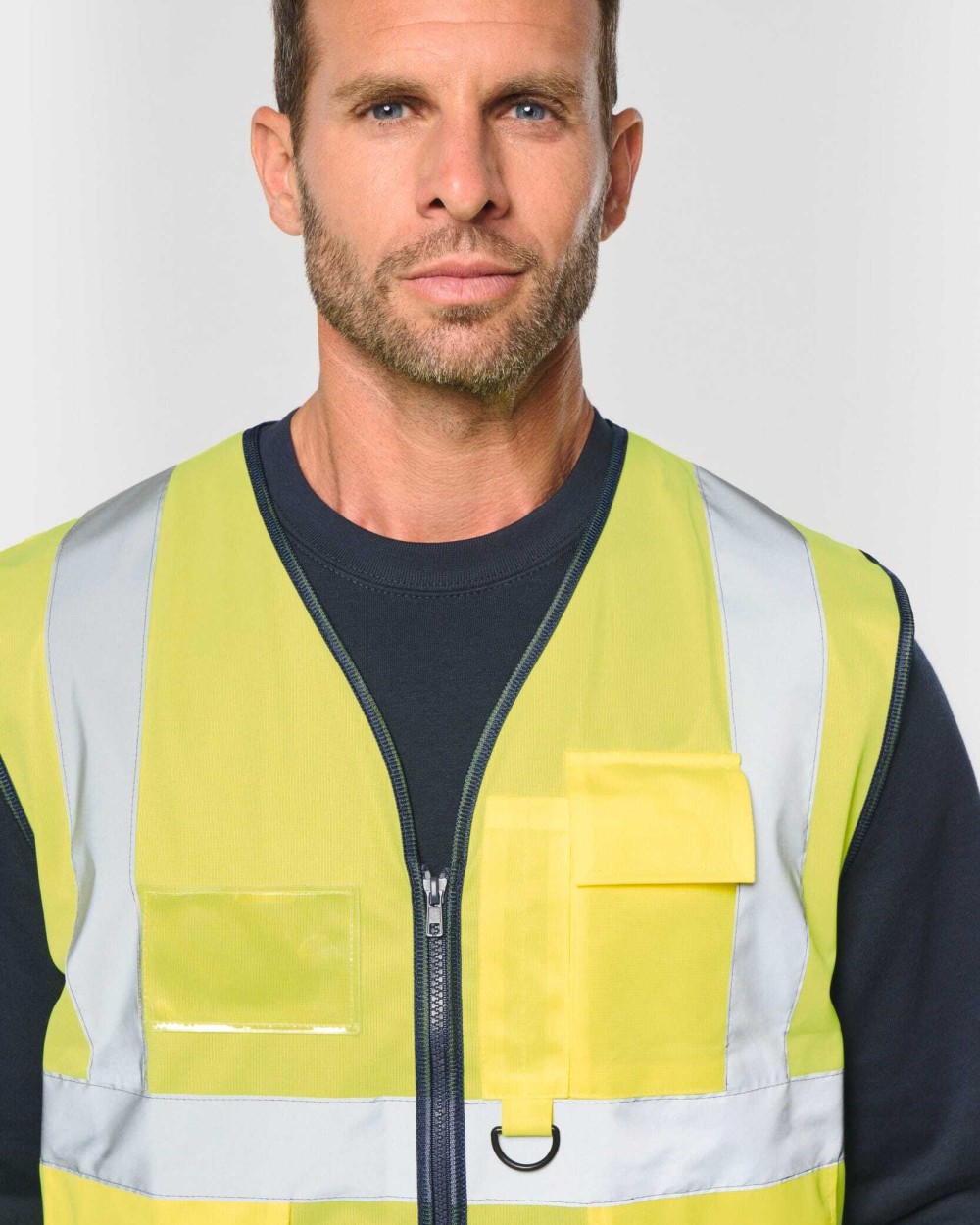 WK. DESIGNED TO WORK Recycelte HI-VIS SICHERHEITSWESTE mit Reißverschluss Warnwesten personalisierbar