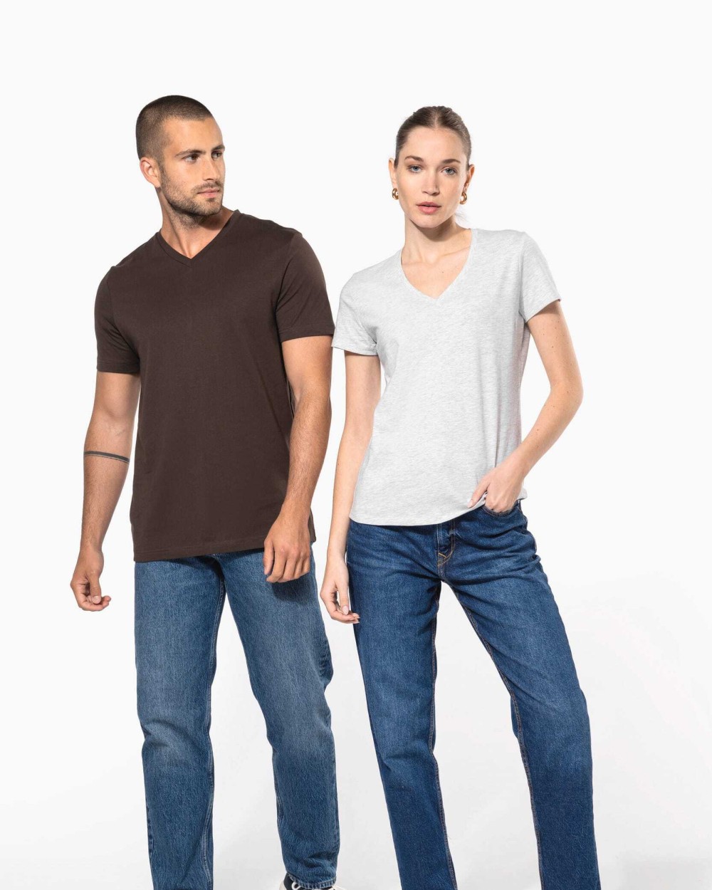 T-shirts KARIBAN T-shirt V-hals korte mouwen voor bedrukking &amp; borduring