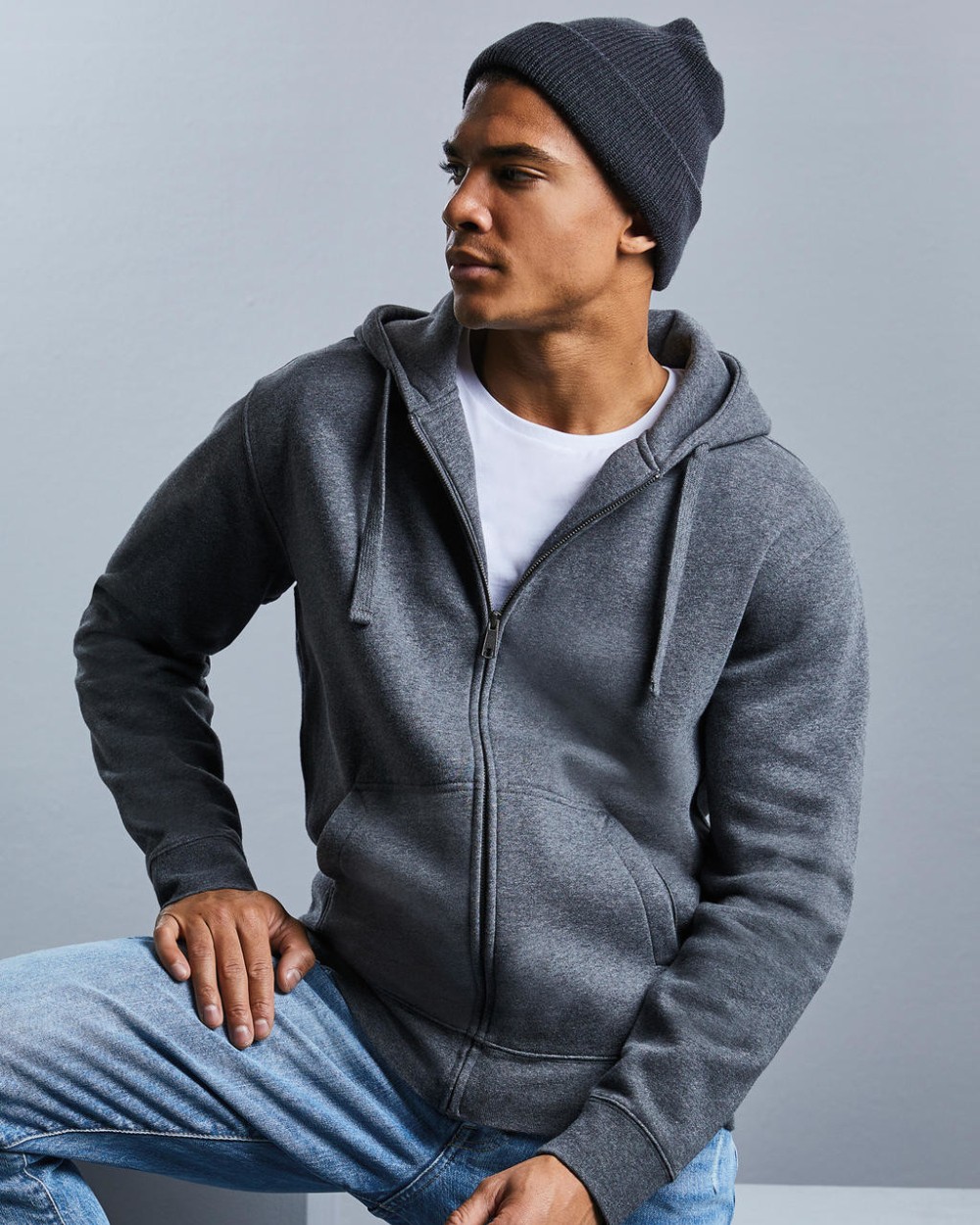 Sweat-shirts personnalisable RUSSELL Men's Authentic Melange Zipped Hood Sweat