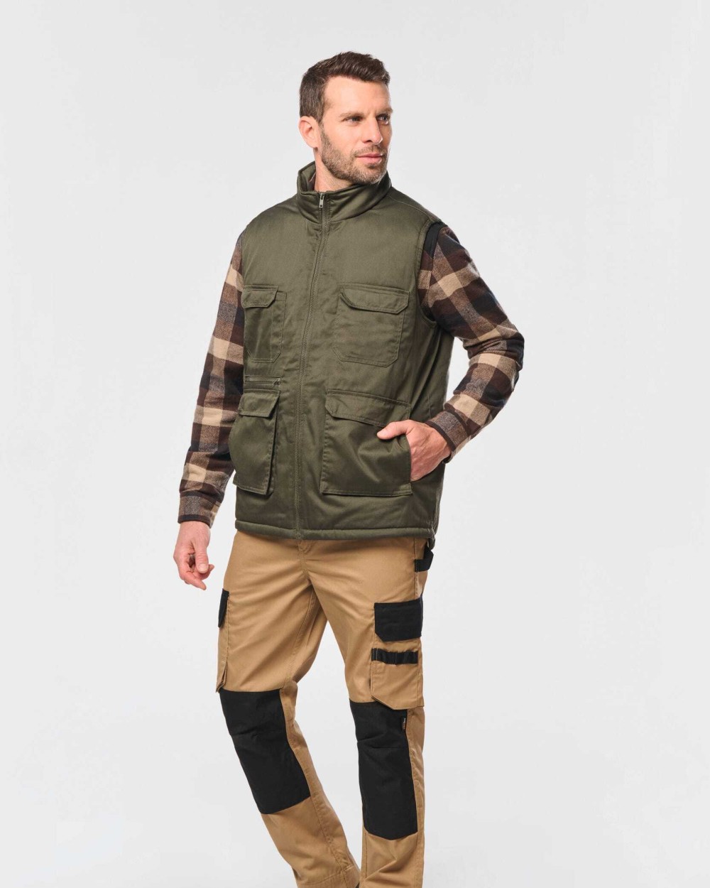 Vestes personnalisable WK. DESIGNED TO WORK Gilet polycoton multipoches rembourré unisexe