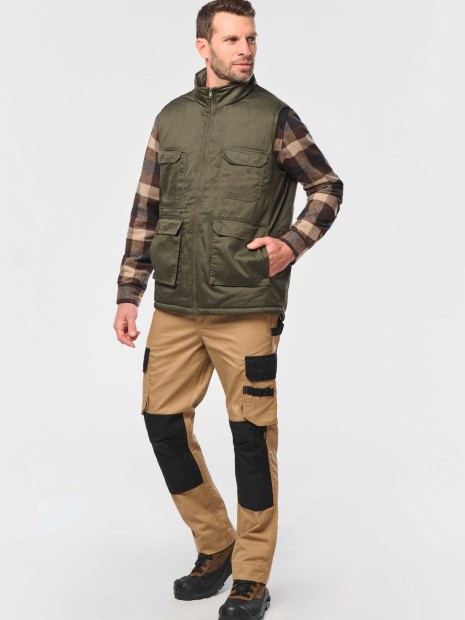 Vestes à personnaliser WK. DESIGNED TO WORK Gilet polycoton multipoches rembourré unisexe 