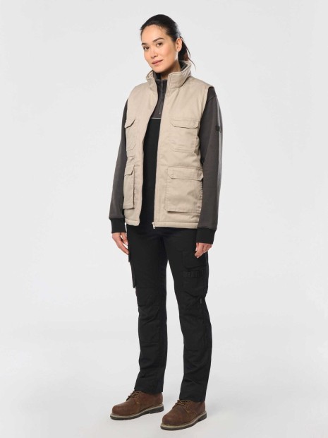 Vestes à personnaliser WK. DESIGNED TO WORK Gilet polycoton multipoches rembourré unisexe 
