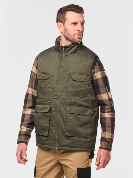 Vestes à personnaliser WK. DESIGNED TO WORK Gilet polycoton multipoches rembourré unisexe 
