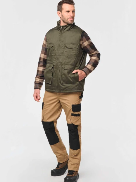 Vestes à personnaliser WK. DESIGNED TO WORK Gilet polycoton multipoches rembourré unisexe 
