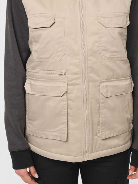 Vestes à personnaliser WK. DESIGNED TO WORK Gilet polycoton multipoches rembourré unisexe 