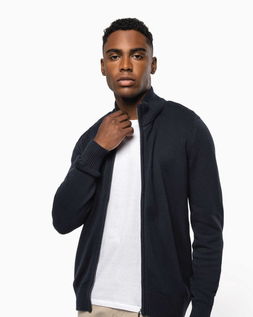 Truien KARIBAN Heren cardigan met rits voor bedrukking &amp; borduring