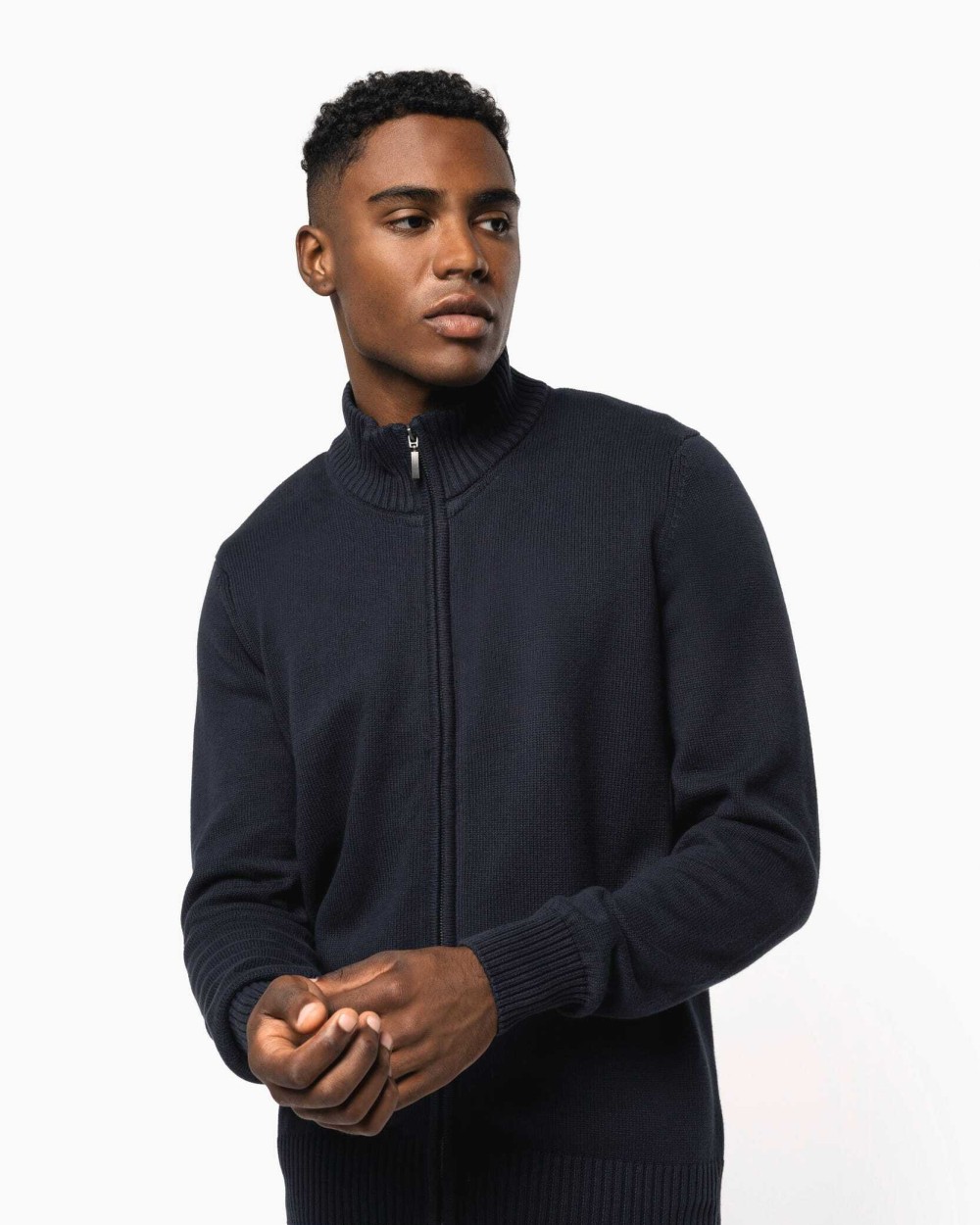 Truien KARIBAN Heren cardigan met rits voor bedrukking &amp; borduring