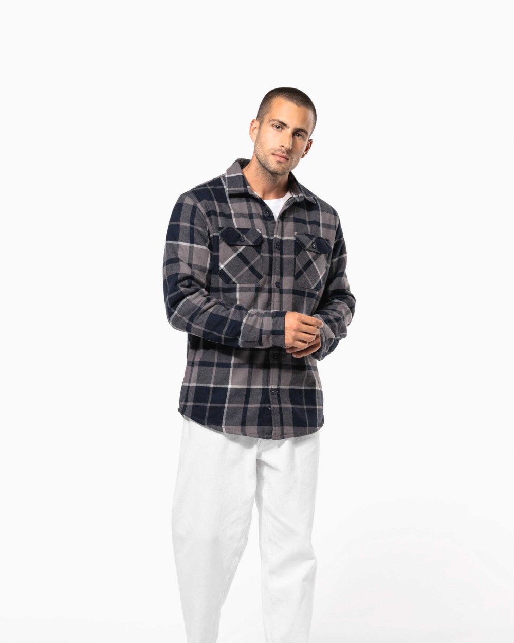 Vestes personnalisable KARIBAN Surchemise à carreaux doublée sherpa homme