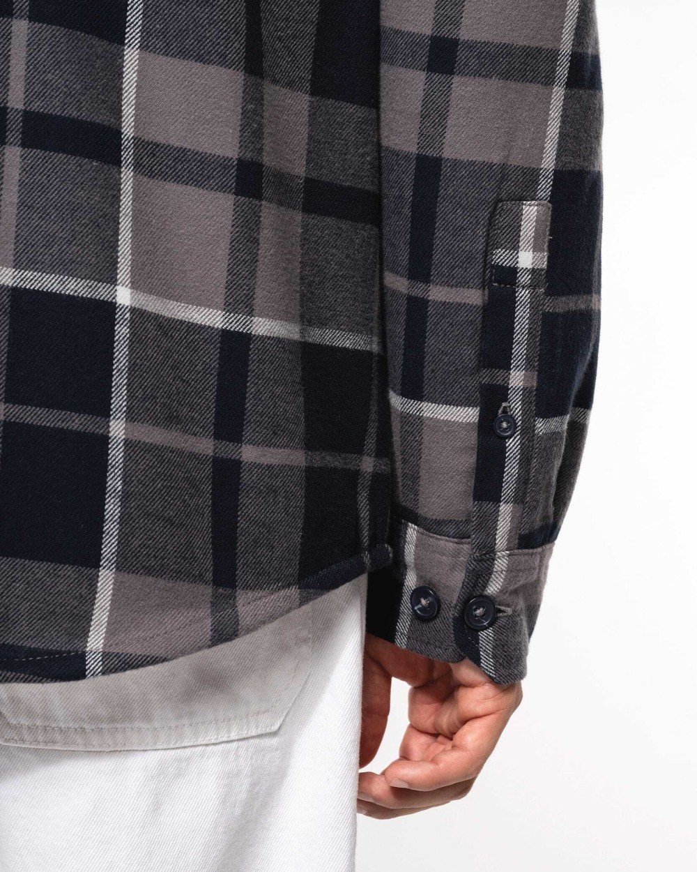 Jassen KARIBAN Geruit overshirt met sherpavoering voor bedrukking &amp; borduring