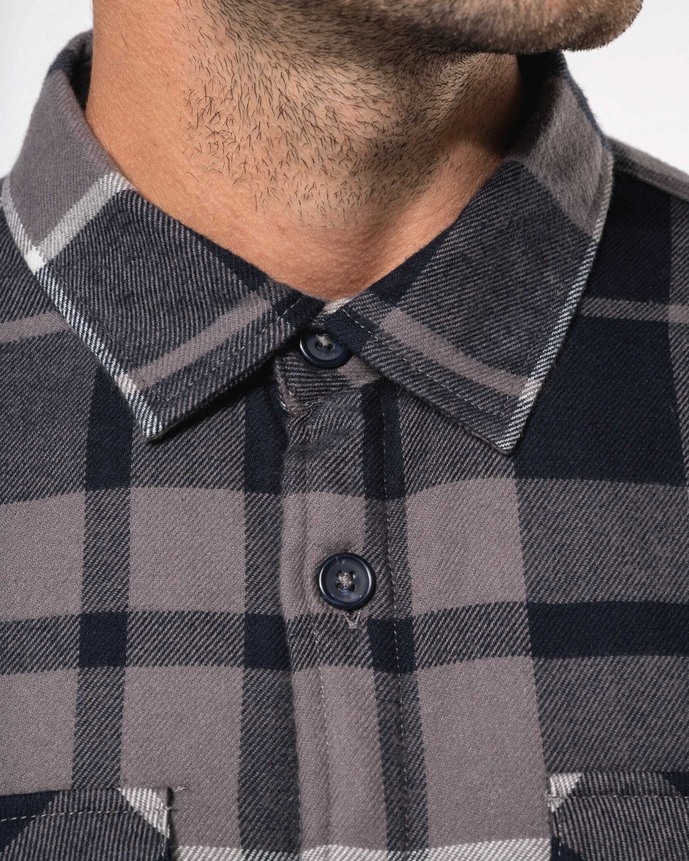 Jassen KARIBAN Geruit overshirt met sherpavoering voor bedrukking &amp; borduring