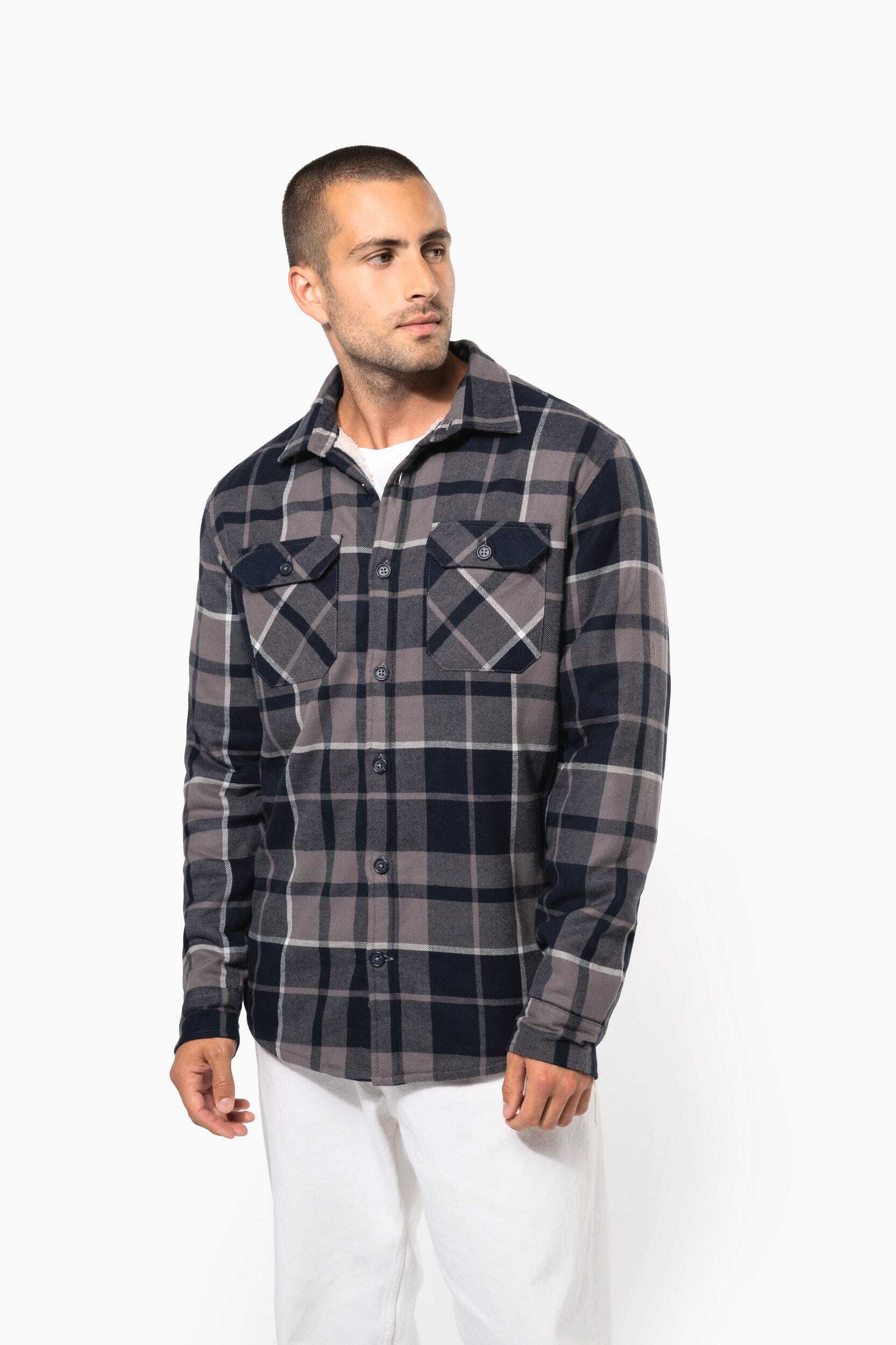 Vestes personnalisable KARIBAN Surchemise à carreaux doublée sherpa homme