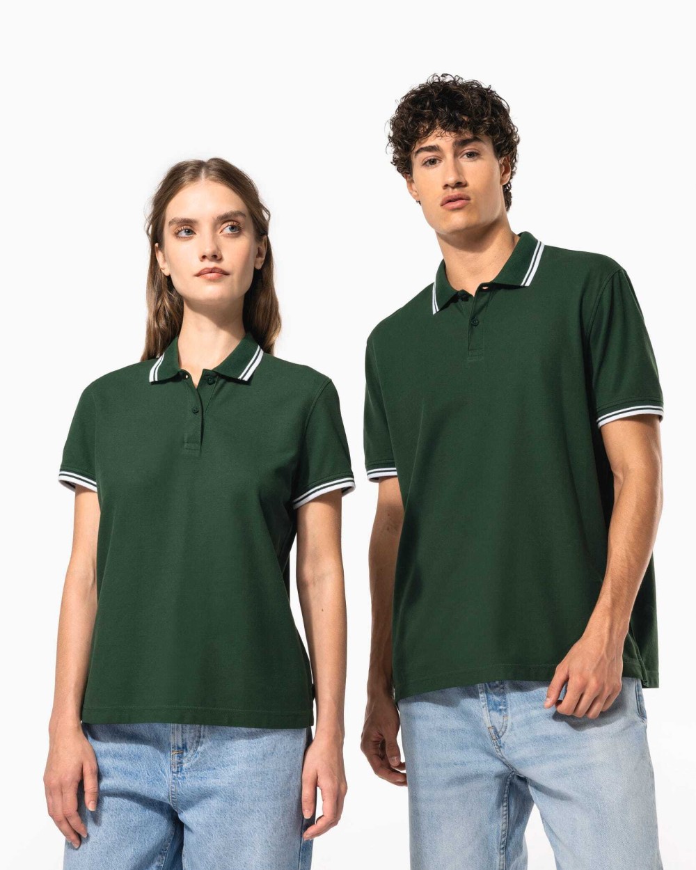 Polo's KARIBAN Herenpolo met korte mouwen en contrasterende bies voor bedrukking &amp; borduring