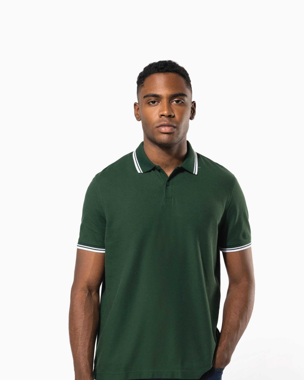 KARIBAN Herren Poloshirt mit kurzen Ärmeln und kontrastfarbenen Paspeln Poloshirts personalisierbar