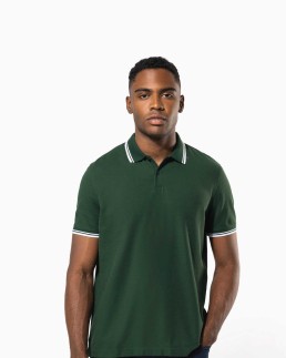 Polo homme manches courtes à liserés contrastés