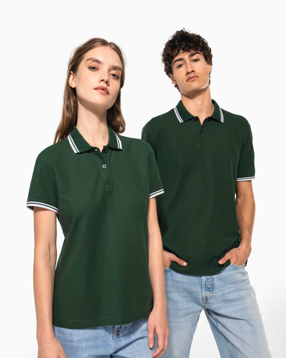 KARIBAN Herren Poloshirt mit kurzen Ärmeln und kontrastfarbenen Paspeln Poloshirts personalisierbar