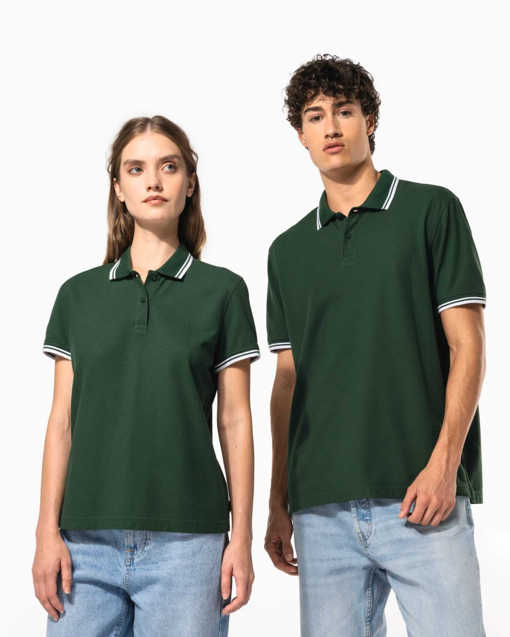 Polo's KARIBAN Herenpolo met korte mouwen en contrasterende bies voor bedrukking &amp; borduring
