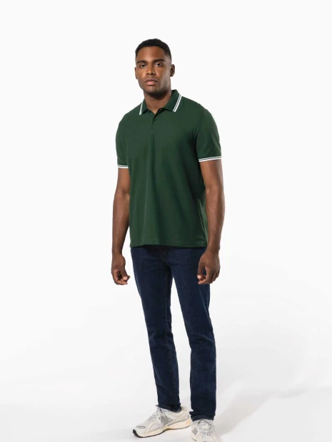 Polos à personnaliser KARIBAN Polo homme manches courtes à liserés contrastés 
