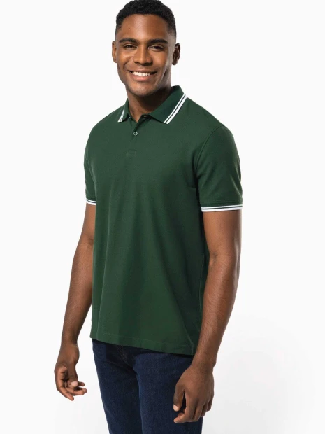 Polos à personnaliser KARIBAN Polo homme manches courtes à liserés contrastés 
